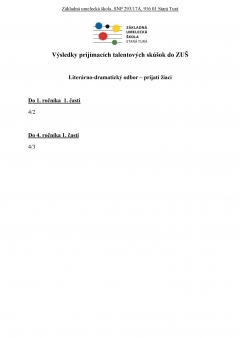 Výsledky prijímacích talentových skúšok ZUŠ pre školský rok 2024/2025 – fotografia 2